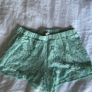 Crochet mint shorts